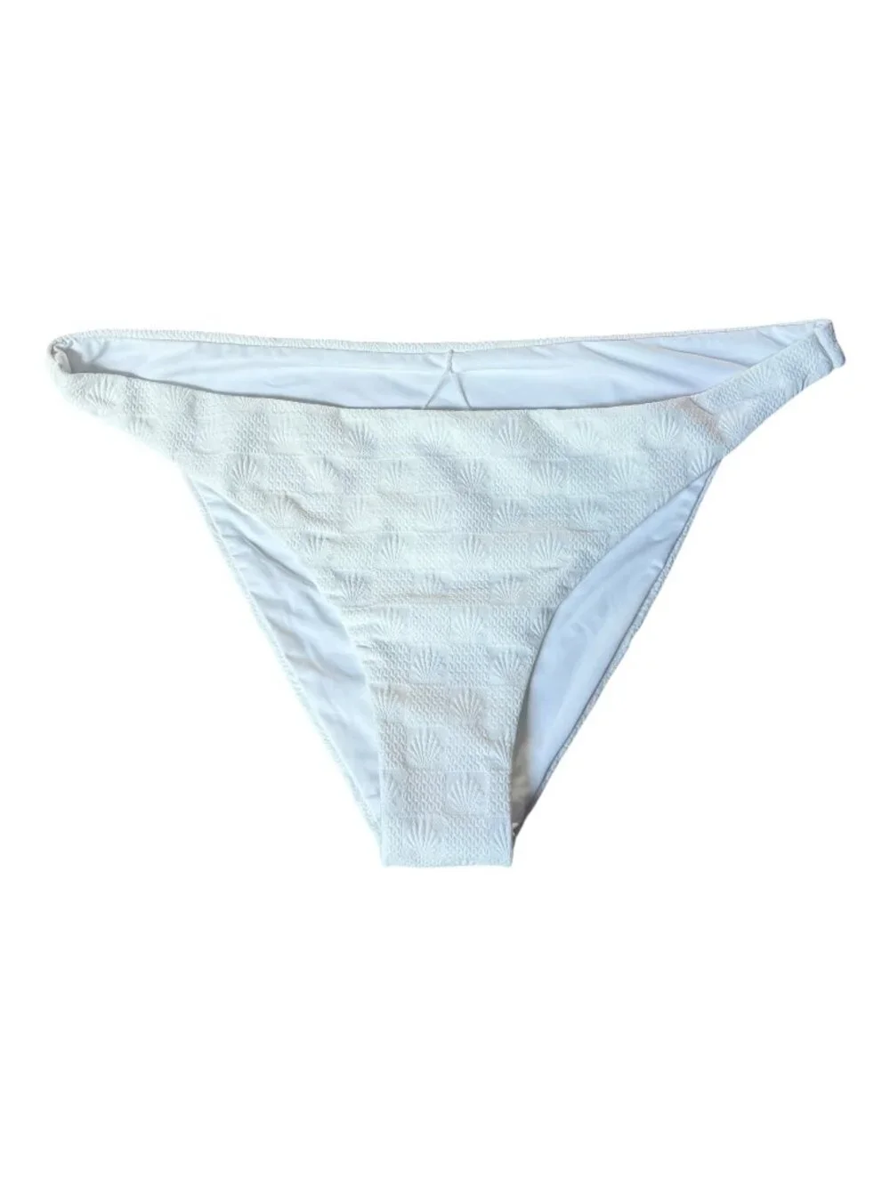 L*Space Camacho Classic Bikini Bottoms White Shell Texture Size XL NWT Beach